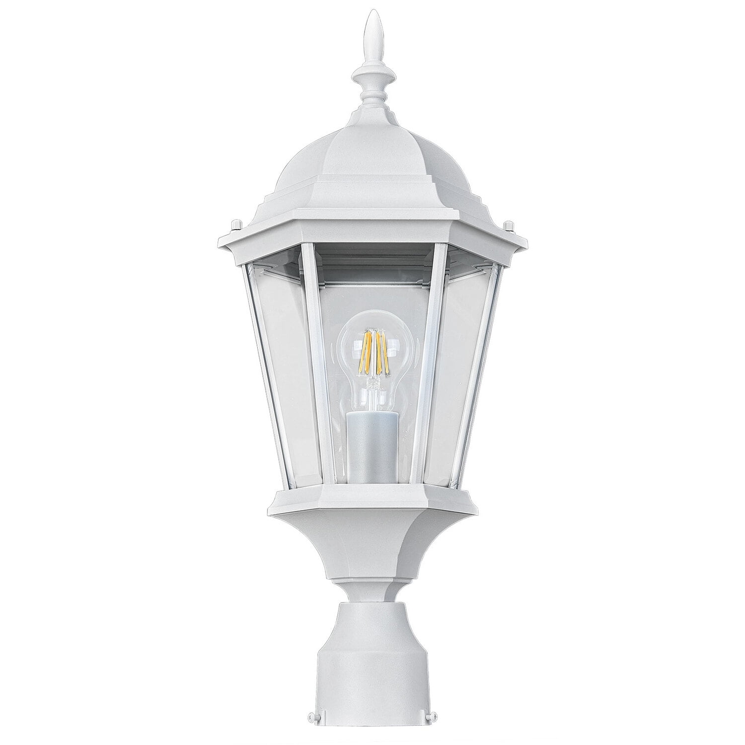 Design House 590091 Traditional Oak Creek Outdoor Post Top Light with Clear Glass for Driveways and Porches, Textured White