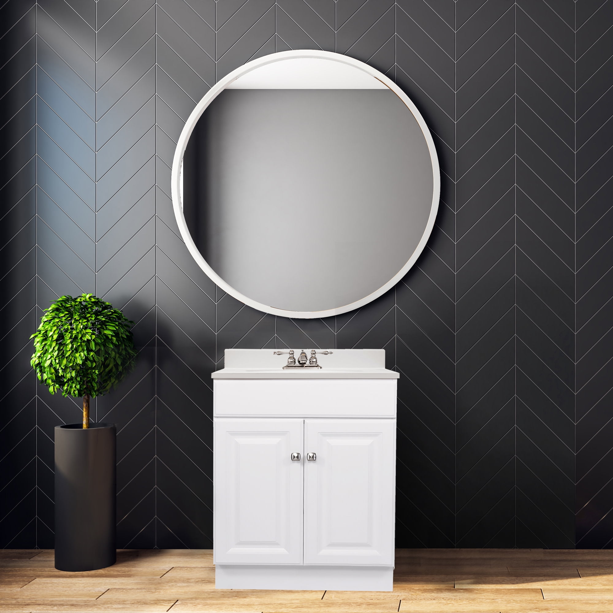 Wyndham 25-Inch White Cultured Marble Single Sink Vanity