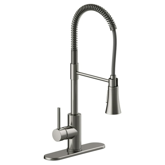 Design House 593863 Spencer Modern Single Handle Chef Kitchen Faucet, Satin Nickel
