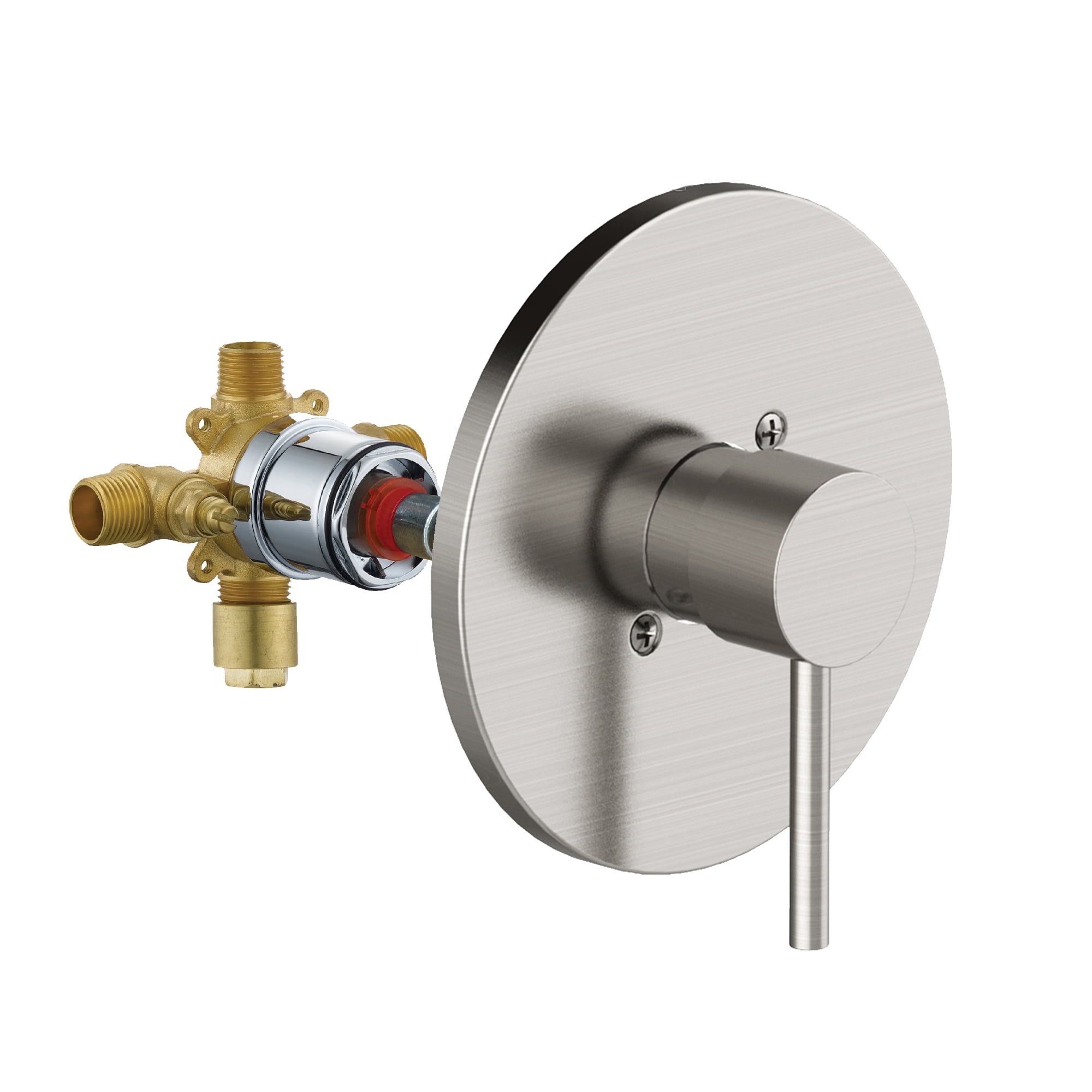 Satin Nickel Single-Handle Shower Valve Trim with Round Escutcheon