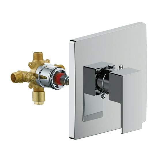 Design House Karsen II Modern Single-Handle Shower Valve Trim with Escutcheon, Polished Chrome