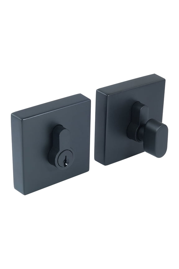 595702 Emblem Contemporary Square Single Cylinder Deadbolt Matte Black