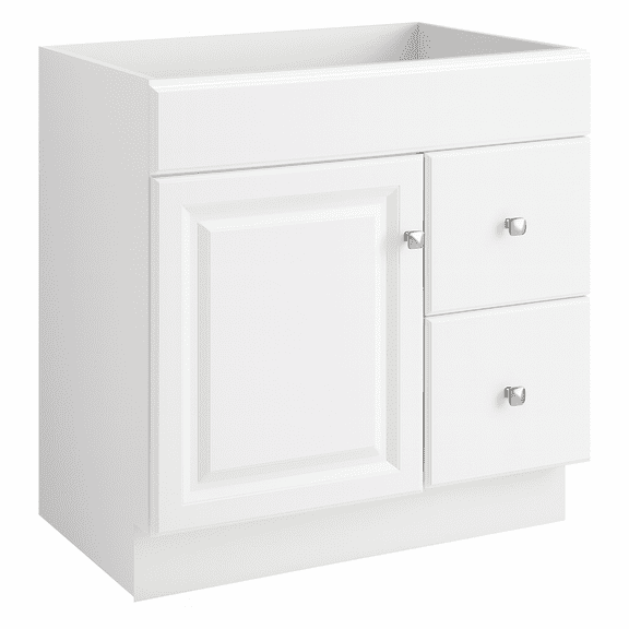 Design House Solid Wood Wyndham 30" Ready to Assemble 1-Door 2-Drawer Bath Vanity Cabinet, White