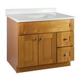 thumbnail image 1 of Design House Brookings 37" Ready to Assemble Shaker 2-Door 2-Drawer Bath Vanity with Cultured Marble 4" Centerset Top, Modern Birch/White, 1 of 25