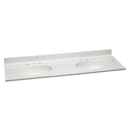 61 in. Granite Vanity Top in Beige with Double White Bowls and 8 in. Faucet Spread 61 in. Granite Vanity Top in Beige with Double White Bowls and 8 in. Faucet Spread