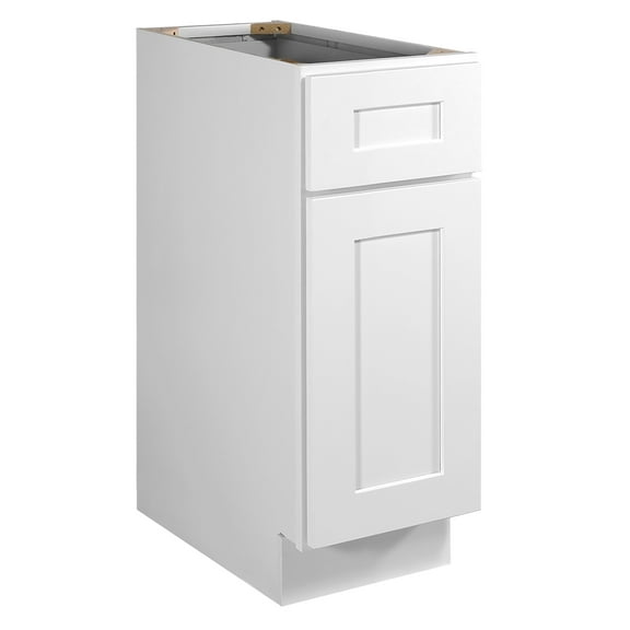 Design House Brookings Solid Wood Assembled Shaker Style Base Kitchen Cabinet (12" x 34.5" x 24"), Sherwin Williams® White