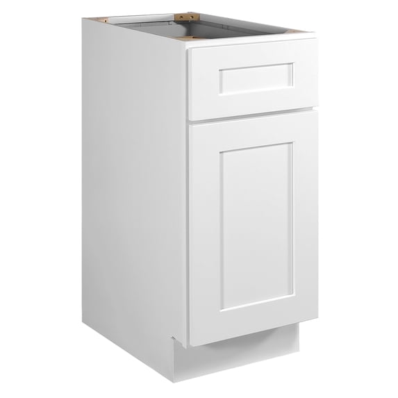 Design House Brookings Assembled Shaker Style Base Kitchen Cabinet (15" x 34.5" x 24"), Sherwin Williams® White