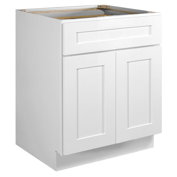 Design House Brookings Assembled Shaker Base Kitchen Cabinet (27" x 34.5" x 24", Sherwin Williams White