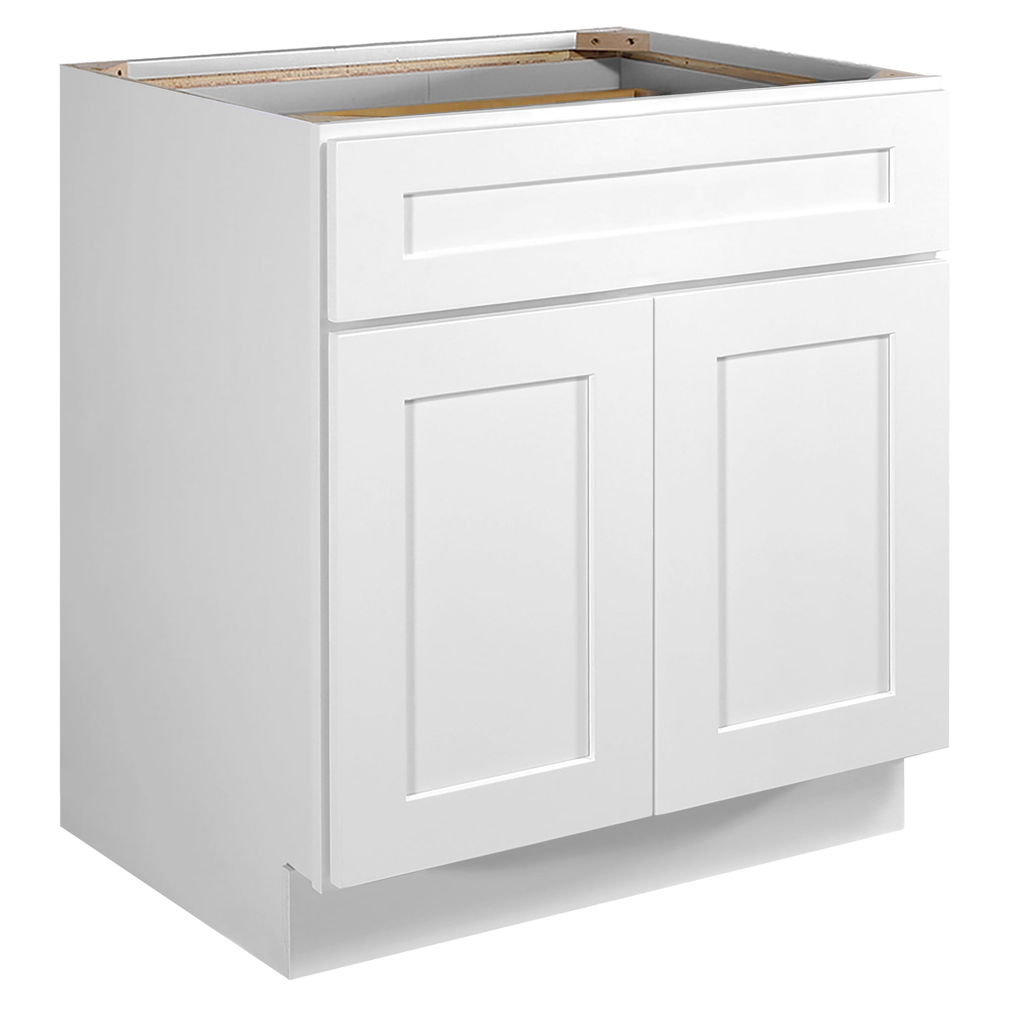 Design House Brookings Assembled Shaker Style Base Kitchen Cabinet (30" x 34.5" x 24"), Sherwin Williams® White