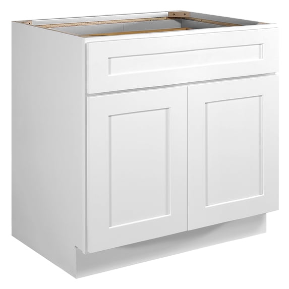 Design House Brookings Assembled Shaker Style Base Kitchen Cabinet (33" x 34.5" x 24"), Sherwin Williams® White