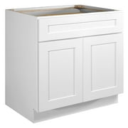 Design House Brookings Assembled Shaker Style Base Kitchen Cabinet 33" x 34.5" x 24", Sherwin Williams  White