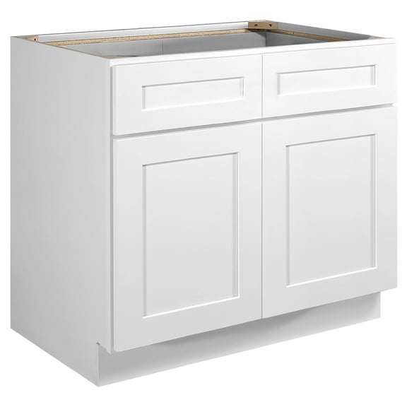 Design House Brookings Assembled Shaker Style Base Kitchen Cabinet (36" x 34.5" x 24"), Sherwin Williams White