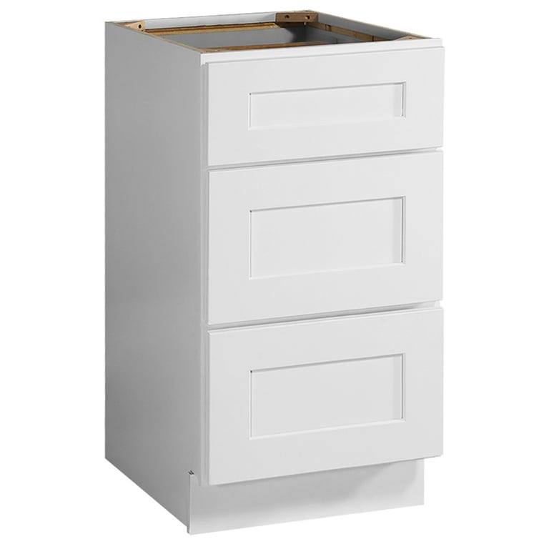 Brookings Plywood Ready to Assemble Shaker 18x34.5x24 in. 3-Drawer Base Kitchen Cabinet in White Brookings Plywood Ready to Assemble Shaker 18x34.5x24 in. 3-Drawer Base Kitchen Cabinet in White