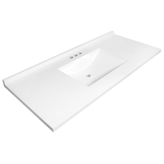 Design House Camilla II Modern 49" Single Bowl Vanity Top and Backsplash, Solid White