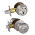 thumbnail image 1 of Design House Cambridge Entry Knob and Single Cylinder Deadbolt Combo, Satin Nickel, 1 of 6