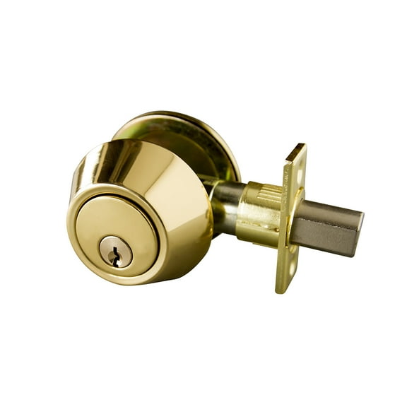 Design House Single Cylinder 6-Way Universal Deadbolt with Latch, Polished Brass