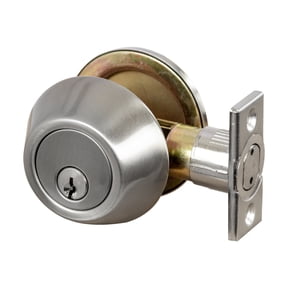 Satin Nickel Single Cylinder Deadbolt with Twist-Knob Interior, 6-Way Universal Fit