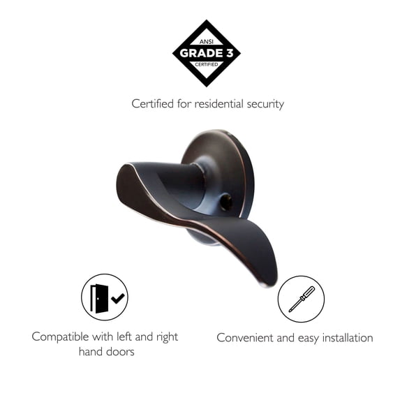 Design House Stratford Interior Right-Handed Non-Turning One-Sided Dummy Door Lever, Oil Rubbed Bronze