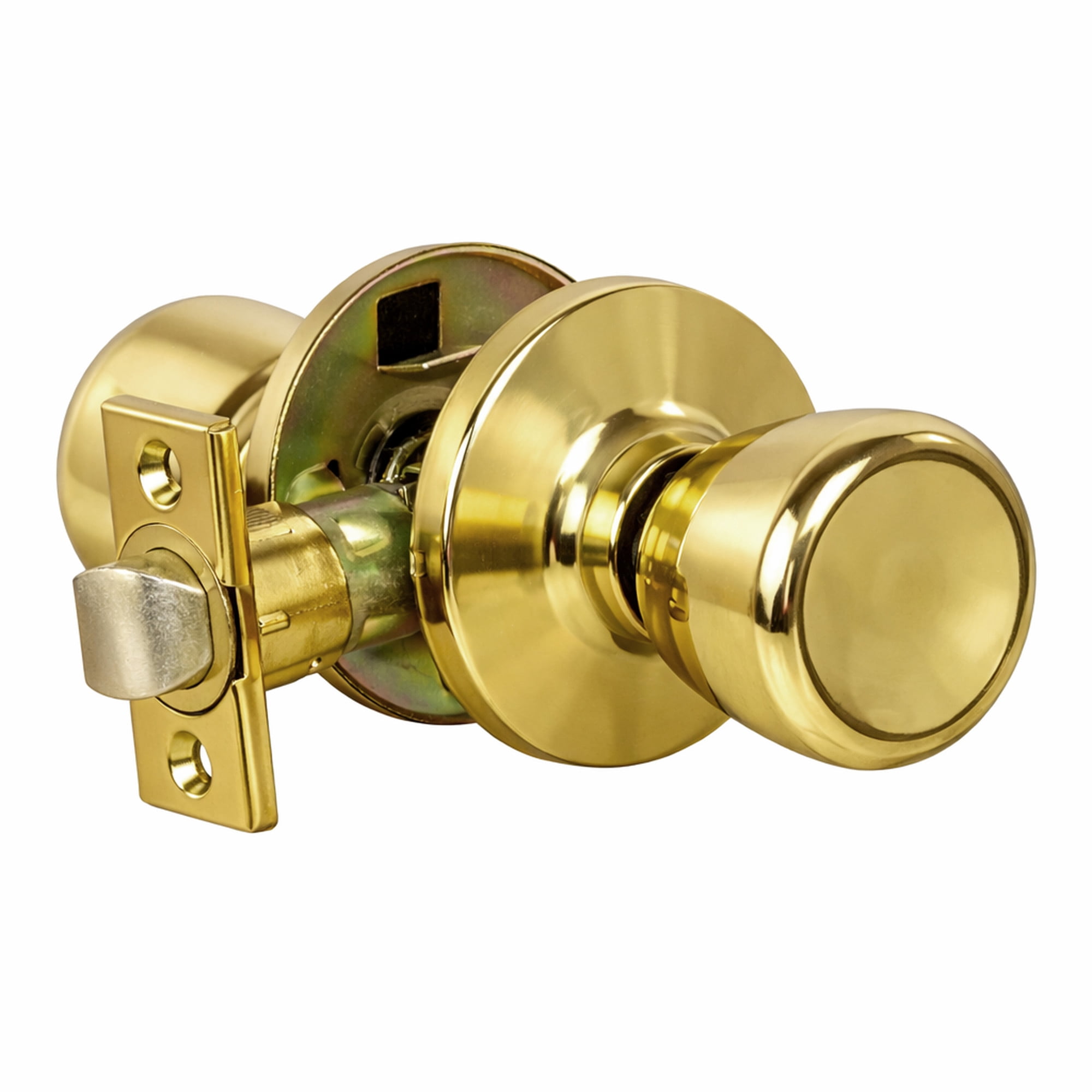 Polished Brass Passage Door Knob, Hall and Closet, 6-Way Universal Fit