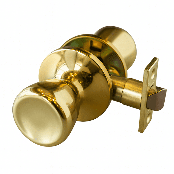 Design House Terrace Non-Locking Passage Interior Door Knob with Universal 6-Way Latch, Polished Brass