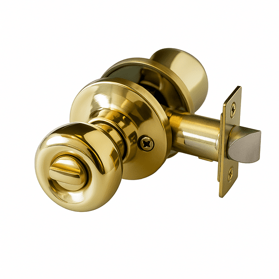 Design House Terrace Locking Universal Privacy Bed and Bath Door Knob, Polished Brass, 1 Pack