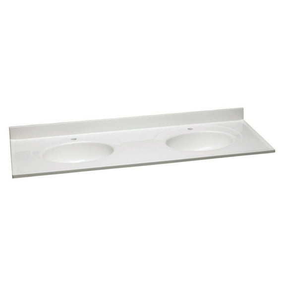 Design House 73 in. Single Faucet Hole Cultured Marble Double Basin Vanity Top in Solid White