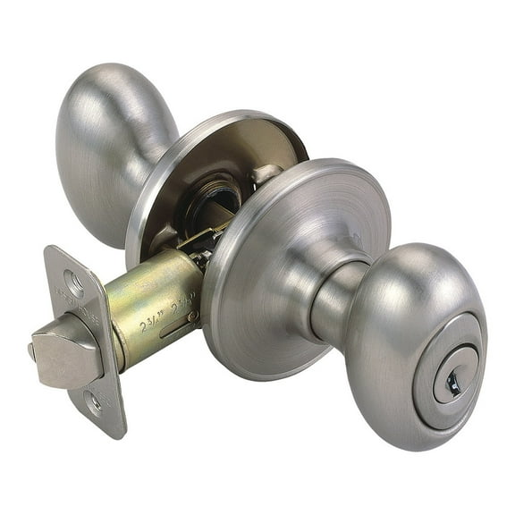 Design House Egg Keyed Entry Door Knob, Satin Nickel