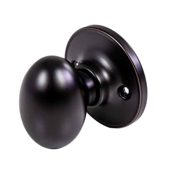 Oil Rubbed Bronze Egg Dummy Door Knob, Left and Right Hand, Fits 1-3/8 in. to 1-3/4 in. Doors