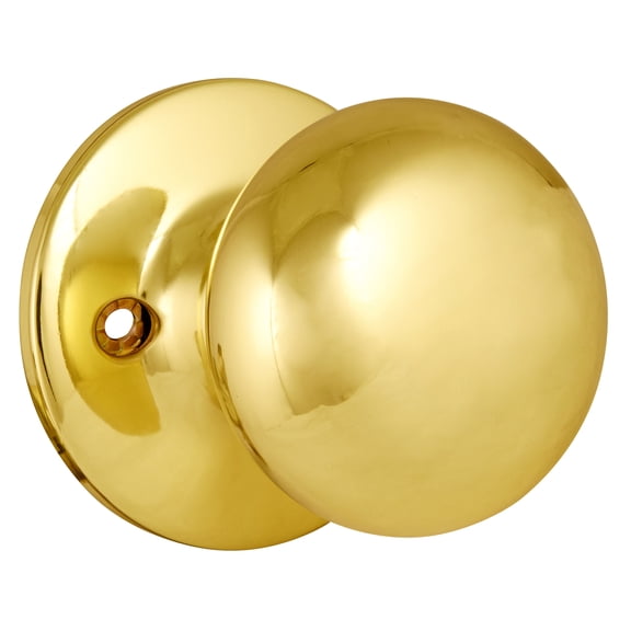 Design House Cambridge Interior Dummy Door Knob, Polished Brass