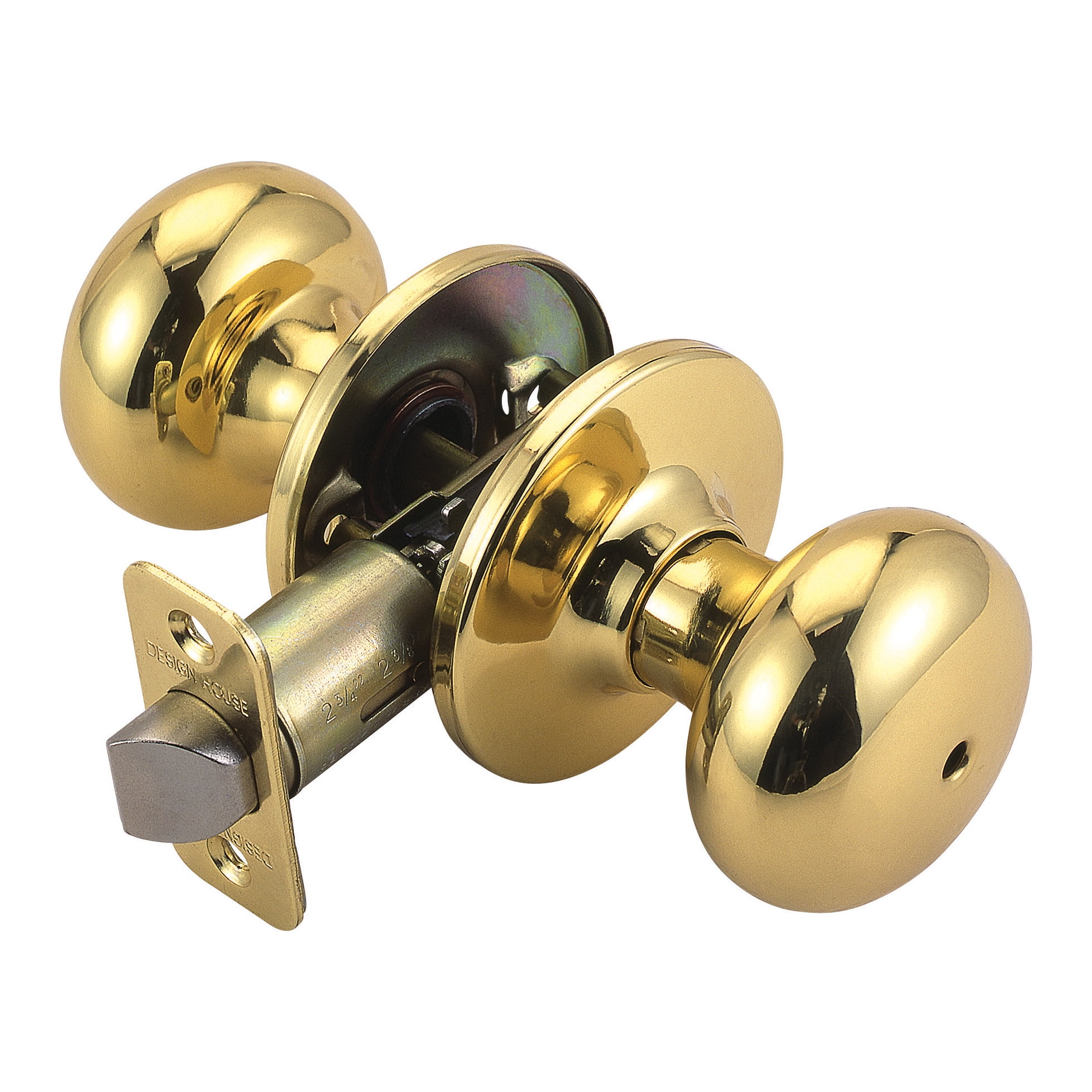 Design House Cambridge 2-Way Latch Privacy Door Knob, Polished Brass