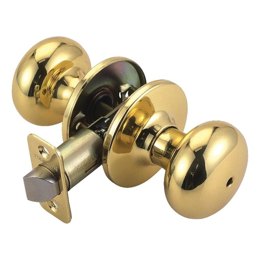 Design House Cambridge Privacy Single Bed and Bath Door Knob, Polished Brass