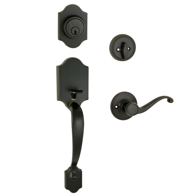 Design House Sussex Oil-Rubbed Bronze Handleset with Scroll Lever Interior and Single Cylinder Deadbolt Design House Sussex Oil-Rubbed Bronze Handleset with Scroll Lever Interior and Single Cylinder Deadbolt