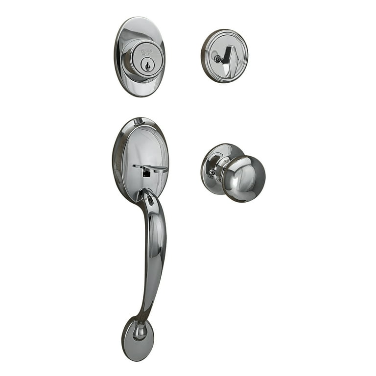 New Design House Coventry Matte Black Door Handleset with Cambridge Knob Interior and Single Cylinder Deadbolt New Design House Coventry Matte Black Door Handleset with Cambridge Knob Interior and Single Cylinder Deadbolt