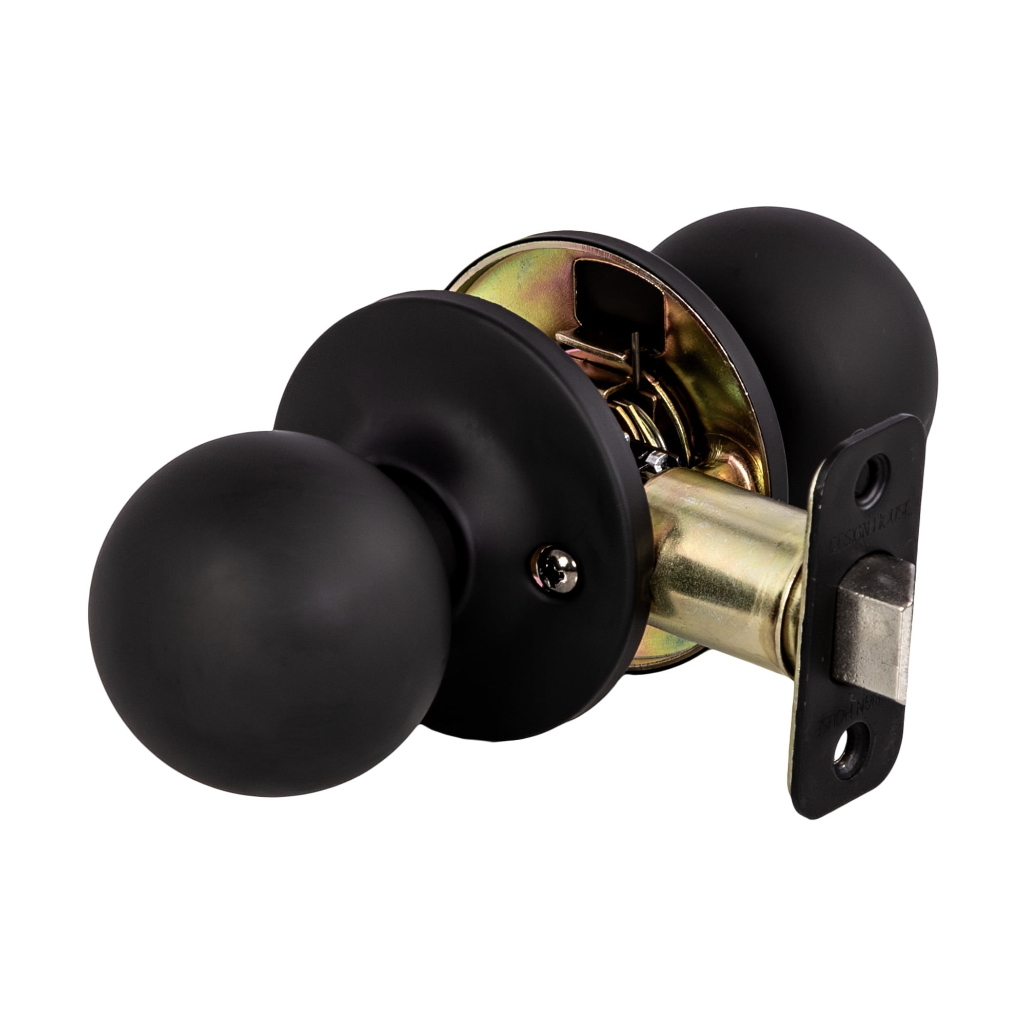 Ball Passage Door Knob, Hall and Closet, Matte Black Finish, Left or Right Hand