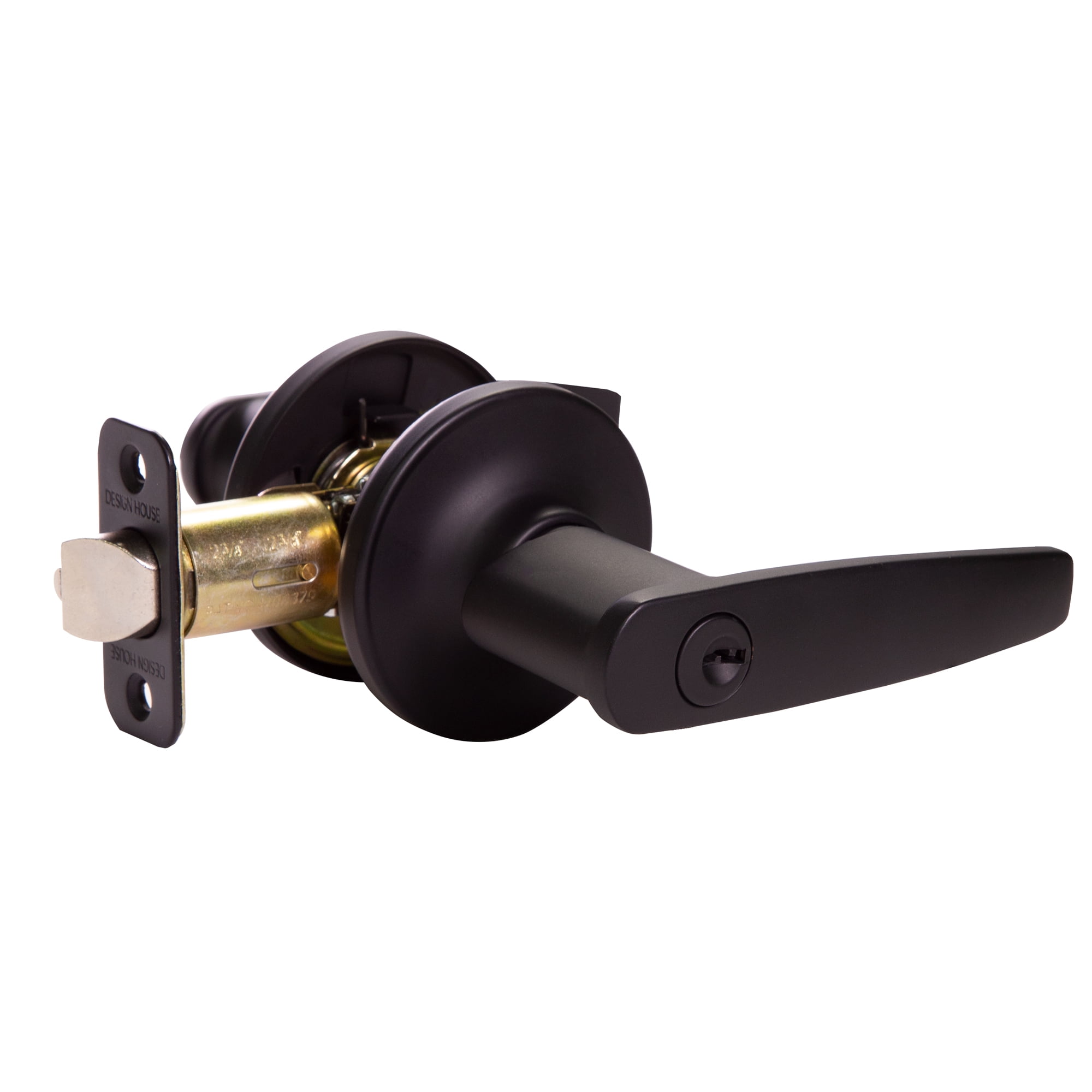 Design House Delavan 2-Way Interior/Exterior Keyed Door Lever, Matte Black