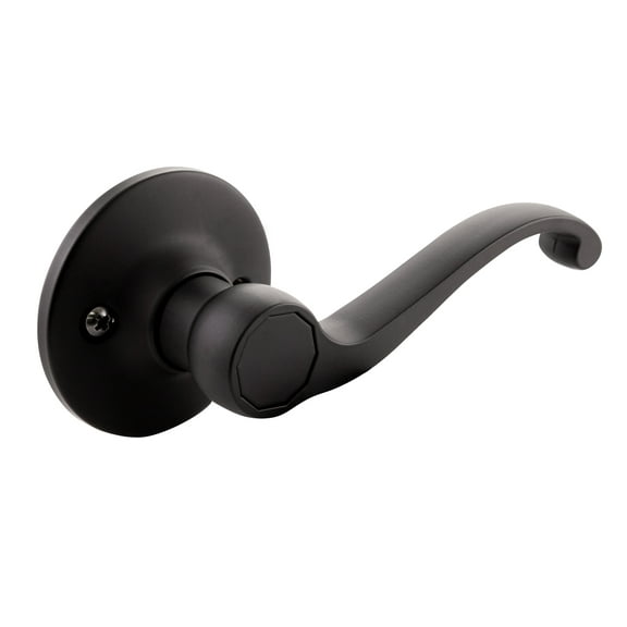 Design House Scroll Interior Non-Turning One-Sided Hall/Closet Dummy Doorknob Handle, Matte Black