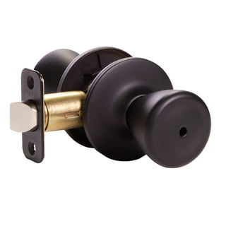 Schlage Bowery Matte Black Privacy Bed/Bath Door Knob with Greyson