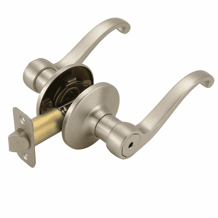 Design House Scroll Privacy 2-Way Bed and Bath Door Lever, Satin Nickel