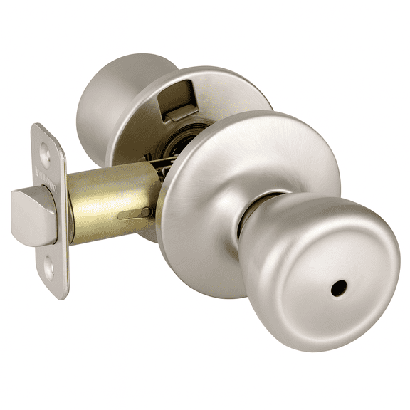 Design House Tulip Locking Privacy Interior Bed and Bath Door Knob, Satin Nickel, 1 Pack