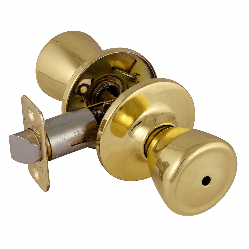 Design House Tulip Locking Privacy Interior Bed and Bath Door Knob, Polished Brass, 1 Pack