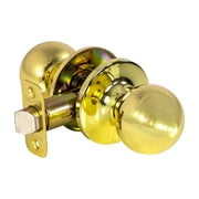 Ball Passage Door Knob, Hall and Closet, Polished Brass Finish, Left or Right Hand