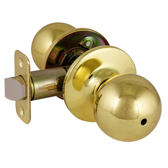 Design House Ball 2-Way Latch Privacy Bed and Bath Door Knob, Polished Brass