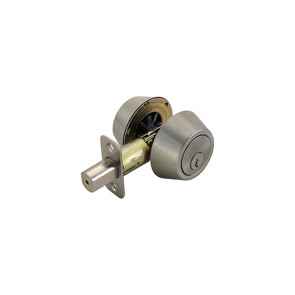 Design House Pro Brass Satin Nickel Double Cylinder Deadbolt Lock with Latch