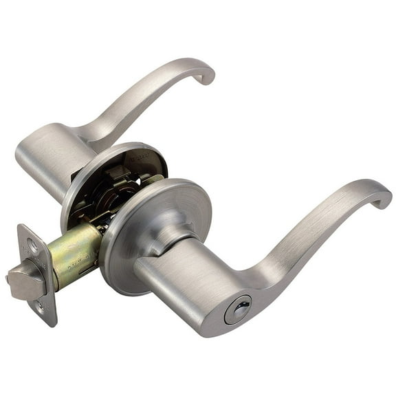 Design House Scroll Keyed Entry Door Lever, Satin Nickel