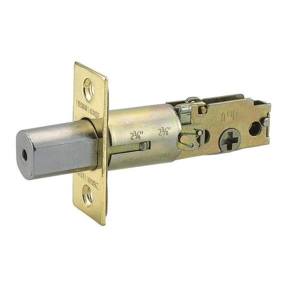 Design House Pro Deadbolt 2-Way Replacement Square Corner Deadbolt Latch, Polished Brass