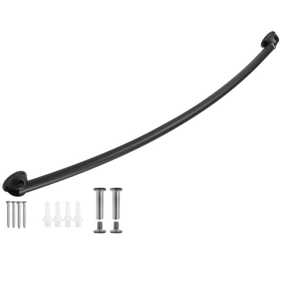 Design House Adjustable Curved Shower Rod, 44-inch to 66-Inch in Matte Black