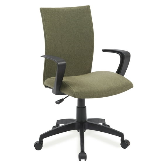 Leick Home 10115GN Apostrophe Office Chair with Black Caster Base, Sage Green Linen