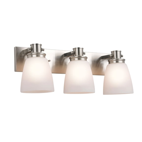 Design House Atkinson Transitional 23" Satin Nickel 3-Light Dimmable Vanity Light with Frosted Glass
