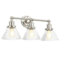 Design House Augustin Modern 26" Satin Nickel 3-Light Dimmable Vanity Light with Seeded Glass