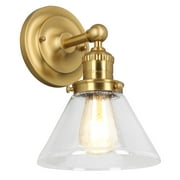 Augustin 8 Satin Gold 1-Light Dimmable Wall Sconce with Seeded Glass Shade
